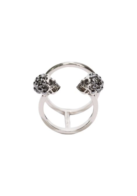Anello Doppio Twin Skull Argento Anticato ALEXANDER MCQUEEN | 553656-J160Y1177